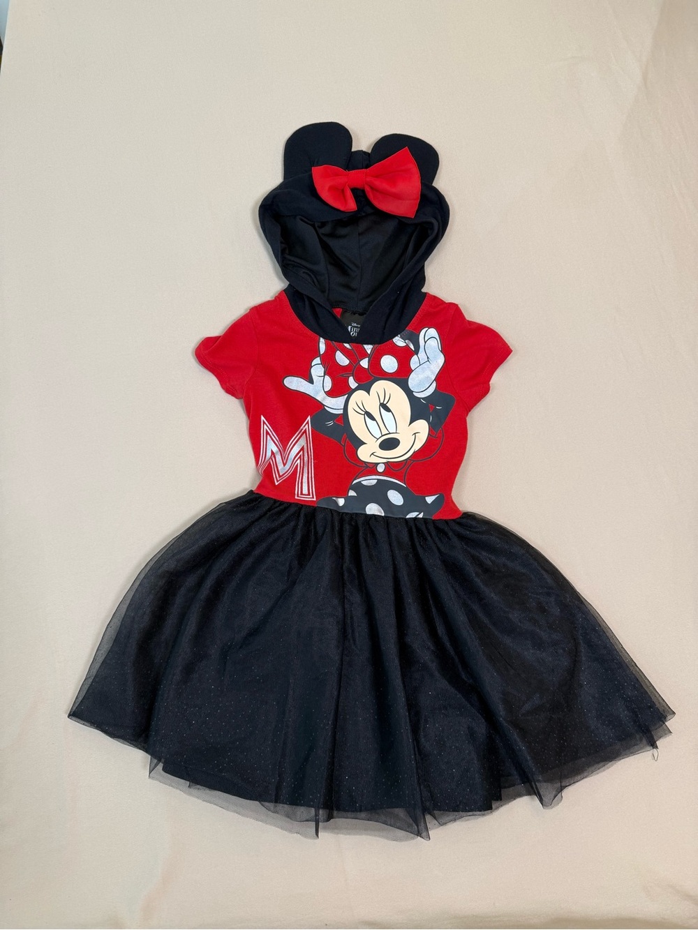 Minnie Mouse Tulle Dress with Ears and Bow, Size XS (4/5).